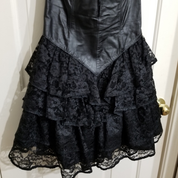 Vintage leather and lace dress - Picture 3 of 7